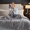 image:imageCozy Bliss Deluxe Striped Rabbit Faux Fur Throw Blanket Soft Fluffy Warm Plush Blanket for Winter Modern Homr Decor Tiedye Grey 60x80Stripe  Grey