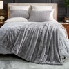 image:imageCozy Bliss Deluxe Striped Rabbit Faux Fur Throw Blanket Soft Fluffy Warm Plush Blanket for Winter Modern Homr Decor Tiedye Grey 60x80Stripe  Grey