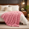 image:imageCozy Bliss Deluxe Striped Rabbit Faux Fur Throw Blanket Soft Fluffy Warm Plush Blanket for Winter Modern Homr Decor Tiedye Grey 60x80Striped  Pink