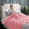 image:imageCozy Bliss Deluxe Striped Rabbit Faux Fur Throw Blanket Soft Fluffy Warm Plush Blanket for Winter Modern Homr Decor Tiedye Grey 60x80Striped  Pink