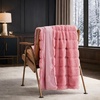 image:imageCozy Bliss Deluxe Striped Rabbit Faux Fur Throw Blanket Soft Fluffy Warm Plush Blanket for Winter Modern Homr Decor Tiedye Grey 60x80Striped  Pink