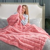 image:imageCozy Bliss Deluxe Striped Rabbit Faux Fur Throw Blanket Soft Fluffy Warm Plush Blanket for Winter Modern Homr Decor Tiedye Grey 60x80Striped  Pink