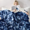 image:imageCozy Bliss Deluxe Striped Rabbit Faux Fur Throw Blanket Soft Fluffy Warm Plush Blanket for Winter Modern Homr Decor Tiedye Grey 60x80Tiedye Blue
