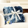 image:imageCozy Bliss Deluxe Striped Rabbit Faux Fur Throw Blanket Soft Fluffy Warm Plush Blanket for Winter Modern Homr Decor Tiedye Grey 60x80Tiedye Blue