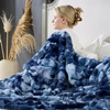 image:imageCozy Bliss Deluxe Striped Rabbit Faux Fur Throw Blanket Soft Fluffy Warm Plush Blanket for Winter Modern Homr Decor Tiedye Grey 60x80Tiedye Blue