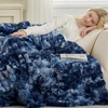 image:imageCozy Bliss Deluxe Striped Rabbit Faux Fur Throw Blanket Soft Fluffy Warm Plush Blanket for Winter Modern Homr Decor Tiedye Grey 60x80Tiedye Blue
