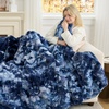 image:imageCozy Bliss Deluxe Striped Rabbit Faux Fur Throw Blanket Soft Fluffy Warm Plush Blanket for Winter Modern Homr Decor Tiedye Grey 60x80Tiedye Blue