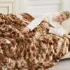 image:imageCozy Bliss Deluxe Striped Rabbit Faux Fur Throw Blanket Soft Fluffy Warm Plush Blanket for Winter Modern Homr Decor Tiedye Grey 60x80Tiedye Brown