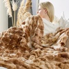 image:imageCozy Bliss Deluxe Striped Rabbit Faux Fur Throw Blanket Soft Fluffy Warm Plush Blanket for Winter Modern Homr Decor Tiedye Grey 60x80Tiedye Brown