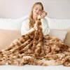 image:imageCozy Bliss Deluxe Striped Rabbit Faux Fur Throw Blanket Soft Fluffy Warm Plush Blanket for Winter Modern Homr Decor Tiedye Grey 60x80Tiedye Brown