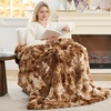 image:imageCozy Bliss Deluxe Striped Rabbit Faux Fur Throw Blanket Soft Fluffy Warm Plush Blanket for Winter Modern Homr Decor Tiedye Grey 60x80Tiedye Brown