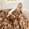 image:imageCozy Bliss Deluxe Striped Rabbit Faux Fur Throw Blanket Soft Fluffy Warm Plush Blanket for Winter Modern Homr Decor Tiedye Grey 60x80Tiedye Brown