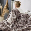 image:imageCozy Bliss Deluxe Striped Rabbit Faux Fur Throw Blanket Soft Fluffy Warm Plush Blanket for Winter Modern Homr Decor Tiedye Grey 60x80Tiedye Grey