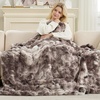 image:imageCozy Bliss Deluxe Striped Rabbit Faux Fur Throw Blanket Soft Fluffy Warm Plush Blanket for Winter Modern Homr Decor Tiedye Grey 60x80Tiedye Grey