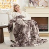 image:imageCozy Bliss Deluxe Striped Rabbit Faux Fur Throw Blanket Soft Fluffy Warm Plush Blanket for Winter Modern Homr Decor Tiedye Grey 60x80Tiedye Grey