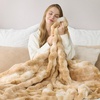image:imageCozy Bliss Deluxe Striped Rabbit Faux Fur Throw Blanket Soft Fluffy Warm Plush Blanket for Winter Modern Homr Decor Tiedye Grey 60x80Tiedye Khaki