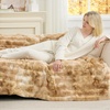 image:imageCozy Bliss Deluxe Striped Rabbit Faux Fur Throw Blanket Soft Fluffy Warm Plush Blanket for Winter Modern Homr Decor Tiedye Grey 60x80Tiedye Khaki