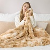 image:imageCozy Bliss Deluxe Striped Rabbit Faux Fur Throw Blanket Soft Fluffy Warm Plush Blanket for Winter Modern Homr Decor Tiedye Grey 60x80Tiedye Khaki