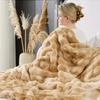 image:imageCozy Bliss Deluxe Striped Rabbit Faux Fur Throw Blanket Soft Fluffy Warm Plush Blanket for Winter Modern Homr Decor Tiedye Grey 60x80Tiedye Khaki