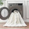 image:imageCozy Bliss Faux Fur Textured Throw Blanket for Couch Super Soft Fuzzy Checkered Bed Blanket Gift for Women Premium 3D Geom Jacquard All Season Use Cream White 5060Cream White Geom