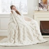 image:imageCozy Bliss Faux Fur Textured Throw Blanket for Couch Super Soft Fuzzy Checkered Bed Blanket Gift for Women Premium 3D Geom Jacquard All Season Use Cream White 5060Cream White Geom