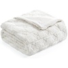 image:imageCozy Bliss Faux Fur Textured Throw Blanket for Couch Super Soft Fuzzy Checkered Bed Blanket Gift for Women Premium 3D Geom Jacquard All Season Use Cream White 5060Cream White Geom