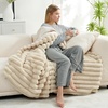 image:imageCozy Bliss Faux Fur Throw Blanket for Couch Cozy Warm Plush Striped Blanket for Sofa Bedroom Living Room 50  60 Inches Tiedye GreyBeige
