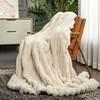 image:imageCozy Bliss Faux Fur Throw Blanket for Couch Cozy Warm Plush Striped Blanket for Sofa Bedroom Living Room 50  60 Inches Tiedye GreyBeige