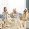 image:imageCozy Bliss Faux Fur Throw Blanket for Couch Cozy Warm Plush Striped Blanket for Sofa Bedroom Living Room 50  60 Inches Tiedye GreyBeige