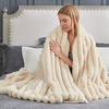 image:imageCozy Bliss Faux Fur Throw Blanket for Couch Cozy Warm Plush Striped Blanket for Sofa Bedroom Living Room 50  60 Inches Tiedye GreyBeige