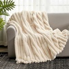 image:imageCozy Bliss Faux Fur Throw Blanket for Couch Cozy Warm Plush Striped Blanket for Sofa Bedroom Living Room 50  60 Inches Tiedye GreyBeige