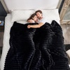 image:imageCozy Bliss Faux Fur Throw Blanket for Couch Cozy Warm Plush Striped Blanket for Sofa Bedroom Living Room 50  60 Inches Tiedye GreyBlack