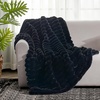 image:imageCozy Bliss Faux Fur Throw Blanket for Couch Cozy Warm Plush Striped Blanket for Sofa Bedroom Living Room 50  60 Inches Tiedye GreyBlack