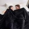 image:imageCozy Bliss Faux Fur Throw Blanket for Couch Cozy Warm Plush Striped Blanket for Sofa Bedroom Living Room 50  60 Inches Tiedye GreyBlack