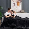 image:imageCozy Bliss Faux Fur Throw Blanket for Couch Cozy Warm Plush Striped Blanket for Sofa Bedroom Living Room 50  60 Inches Tiedye GreyBlack