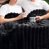 image:imageCozy Bliss Faux Fur Throw Blanket for Couch Cozy Warm Plush Striped Blanket for Sofa Bedroom Living Room 50  60 Inches Tiedye GreyBlack
