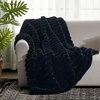 image:imageCozy Bliss Faux Fur Throw Blanket for Couch Cozy Warm Plush Striped Blanket for Sofa Bedroom Living Room 50  60 Inches Tiedye GreyBlack