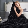 image:imageCozy Bliss Faux Fur Throw Blanket for Couch Cozy Warm Plush Striped Blanket for Sofa Bedroom Living Room 50  60 Inches Tiedye GreyBlack