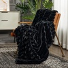 image:imageCozy Bliss Faux Fur Throw Blanket for Couch Cozy Warm Plush Striped Blanket for Sofa Bedroom Living Room 50  60 Inches Tiedye GreyBlack