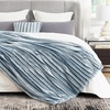 image:imageCozy Bliss Faux Fur Throw Blanket for Couch Cozy Warm Plush Striped Blanket for Sofa Bedroom Living Room 50  60 Inches Tiedye GreyBlue Stripe