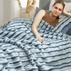 image:imageCozy Bliss Faux Fur Throw Blanket for Couch Cozy Warm Plush Striped Blanket for Sofa Bedroom Living Room 50  60 Inches Tiedye GreyBlue Stripe