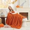 image:imageCozy Bliss Faux Fur Throw Blanket for Couch Cozy Warm Plush Striped Blanket for Sofa Bedroom Living Room 50  60 Inches Tiedye GreyBurnt Orange