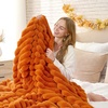 image:imageCozy Bliss Faux Fur Throw Blanket for Couch Cozy Warm Plush Striped Blanket for Sofa Bedroom Living Room 50  60 Inches Tiedye GreyBurnt Orange