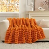 image:imageCozy Bliss Faux Fur Throw Blanket for Couch Cozy Warm Plush Striped Blanket for Sofa Bedroom Living Room 50  60 Inches Tiedye GreyBurnt Orange