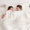 image:imageCozy Bliss Faux Fur Throw Blanket for Couch Cozy Warm Plush Striped Blanket for Sofa Bedroom Living Room 50  60 Inches Tiedye GreyCream White