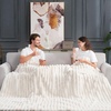 image:imageCozy Bliss Faux Fur Throw Blanket for Couch Cozy Warm Plush Striped Blanket for Sofa Bedroom Living Room 50  60 Inches Tiedye GreyCream White