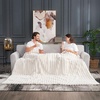 image:imageCozy Bliss Faux Fur Throw Blanket for Couch Cozy Warm Plush Striped Blanket for Sofa Bedroom Living Room 50  60 Inches Tiedye GreyCream White