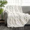 image:imageCozy Bliss Faux Fur Throw Blanket for Couch Cozy Warm Plush Striped Blanket for Sofa Bedroom Living Room 50  60 Inches Tiedye GreyCream White
