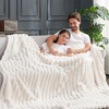 image:imageCozy Bliss Faux Fur Throw Blanket for Couch Cozy Warm Plush Striped Blanket for Sofa Bedroom Living Room 50  60 Inches Tiedye GreyCream White