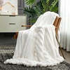image:imageCozy Bliss Faux Fur Throw Blanket for Couch Cozy Warm Plush Striped Blanket for Sofa Bedroom Living Room 50  60 Inches Tiedye GreyCream White